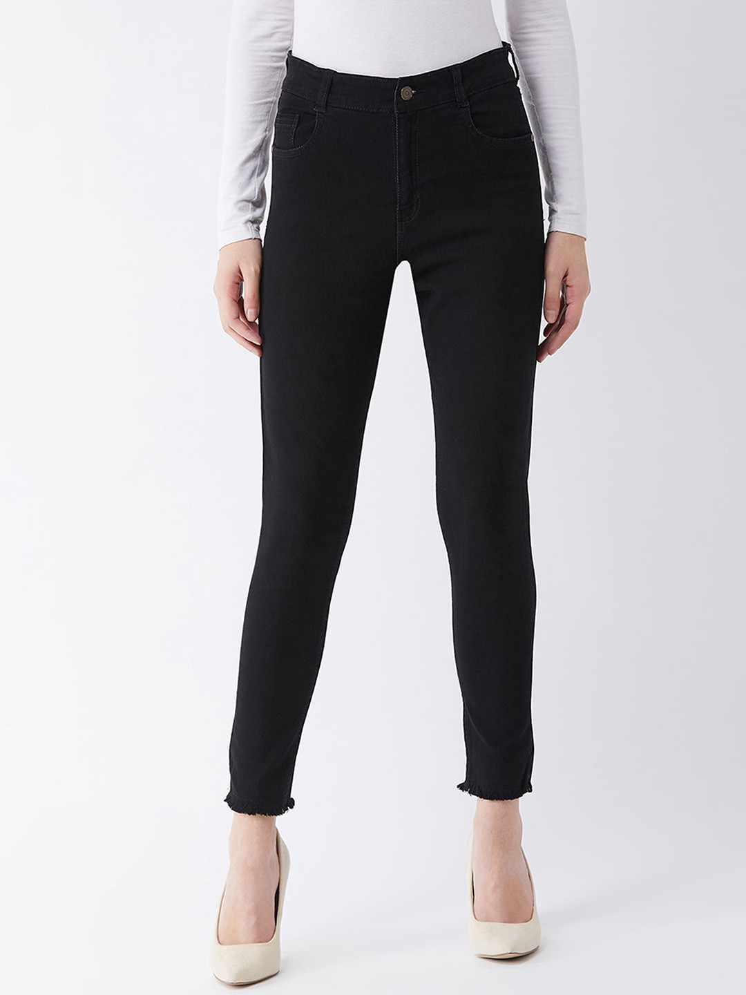 Chemistry Women's Black Slim Fit Regular Length High Rise Denim Jeans