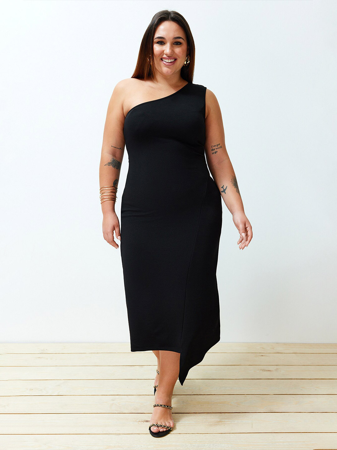 Trendyol One Shoulder Midi Sheath Dress