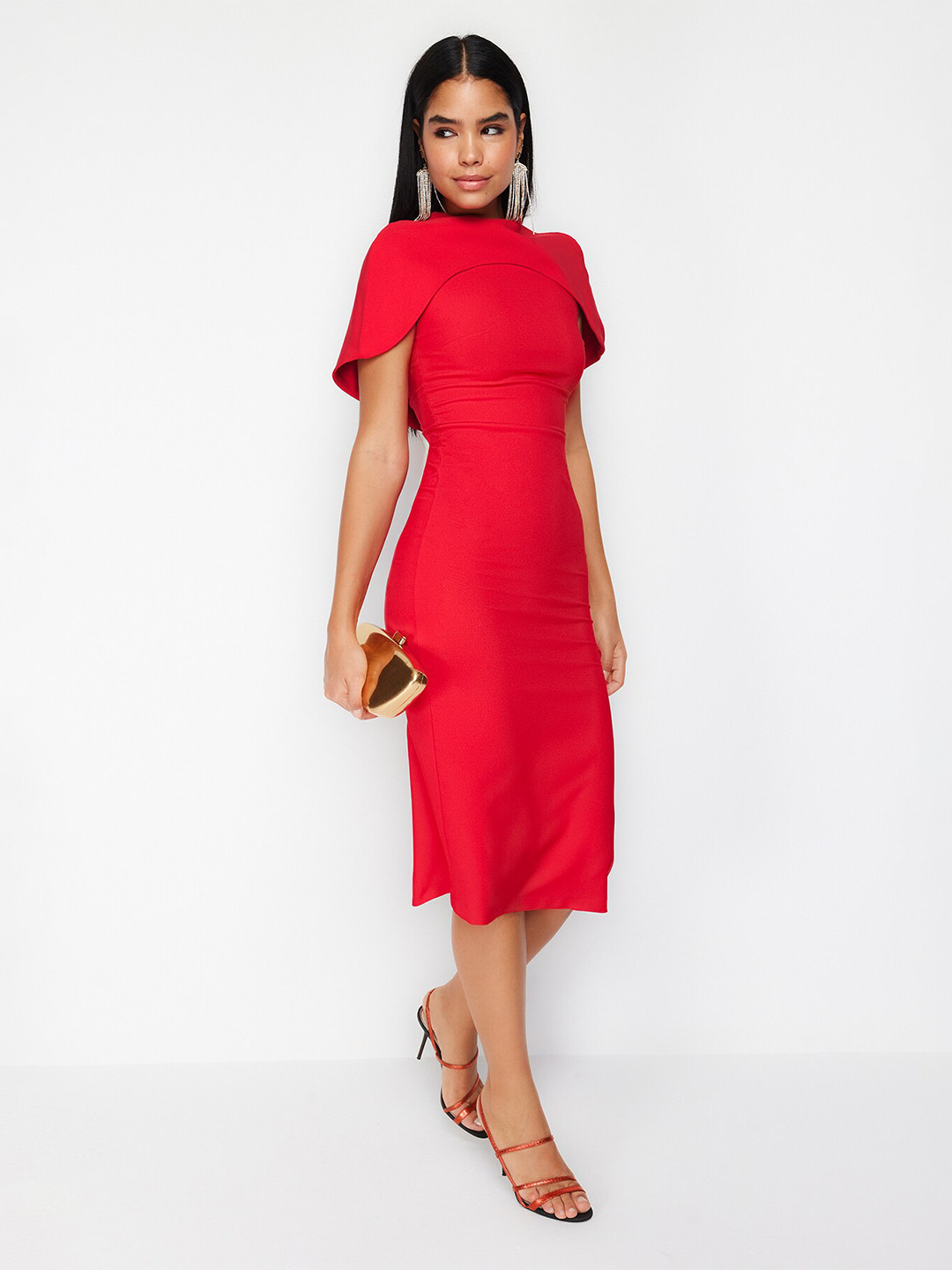 Trendyol Cape Sleeve Sheath Dress