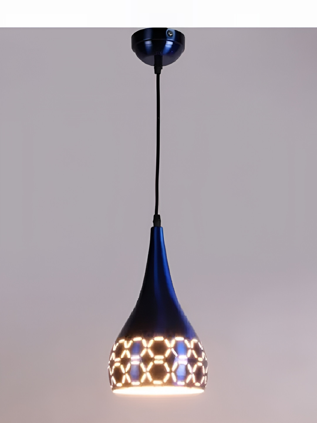 Whiteray Blue & Yellow Textured Bell Shaped Contemporary Ceiling Lamp