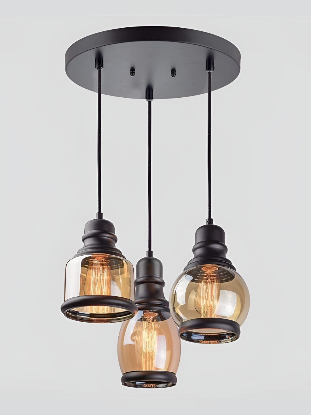 Whiteray Gold-Toned & Grey Glass Quirky Ceiling Lamp