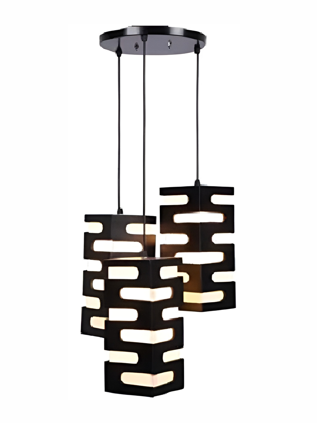 Whiteray Black Textured Rectangle Wooden Contemporary Ceiling Lamp