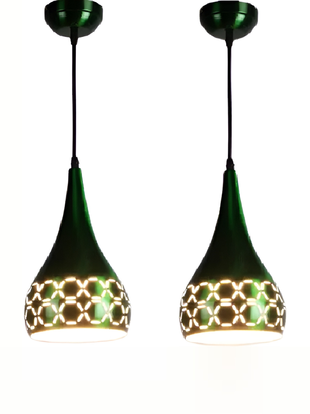 Whiteray Green 2 Pieces Metal Textured Quirky Ceiling Lamps