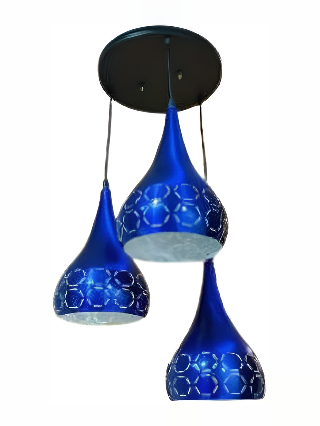 Whiteray Blue & Black Textured Abstract Shaped Metal Contemporary Ceiling Lamp