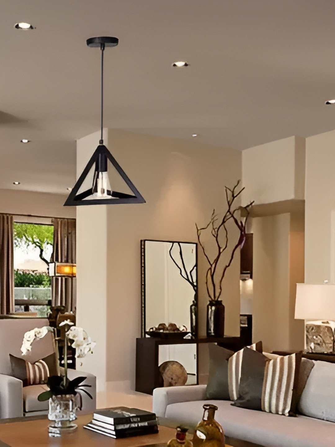 Whiteray Black Triangle Shaped Metal Ceiling Lamp