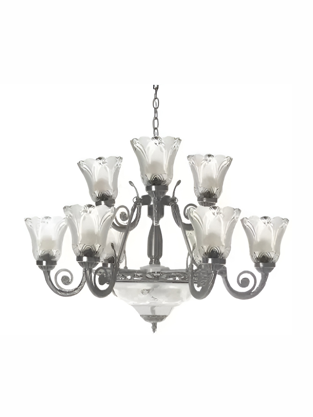 Whiteray Gold-Toned Textured Chandelier Aluminium Traditional Ceiling Lamp