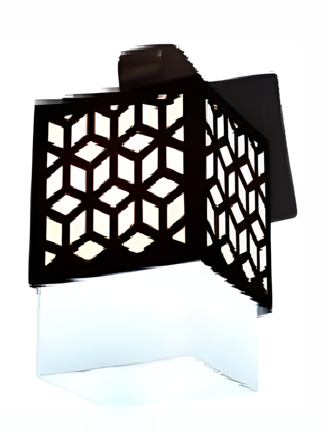 Whiteray Brown & White Wooden Textured Square Shape Quirky Ceiling Lamp