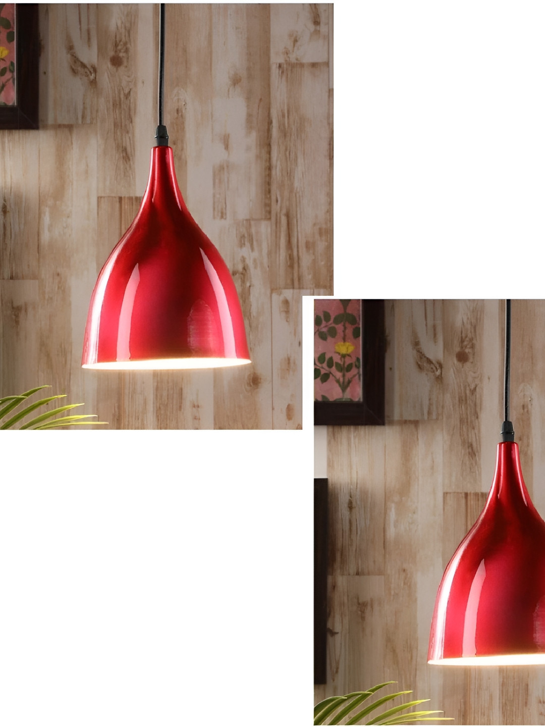 Whiteray Red & White Metal Semi-sphere Quirky Ceiling Lamp