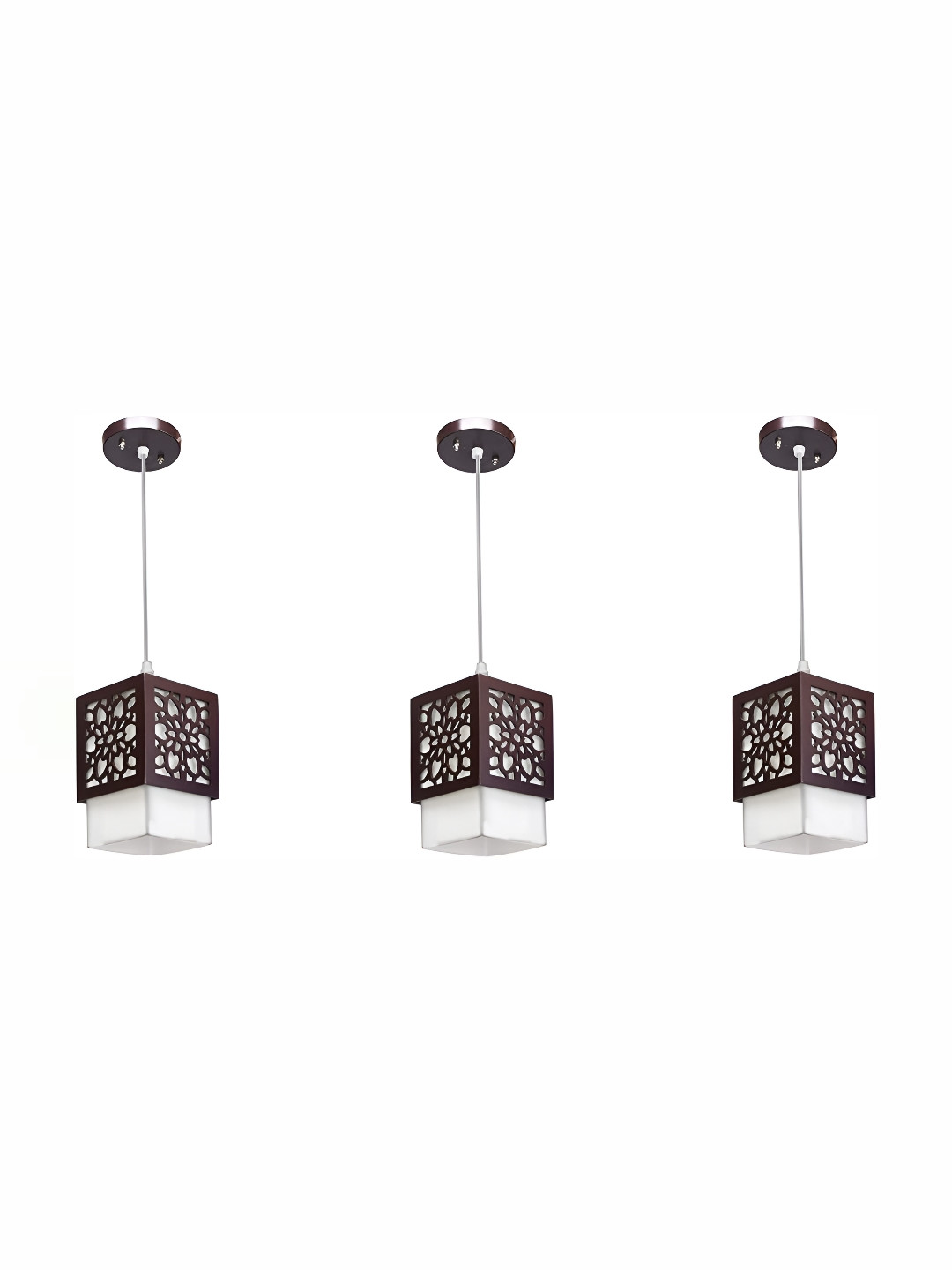 Whiteray Brown & White 3 Pcs Textured Square Ceiling Lamps