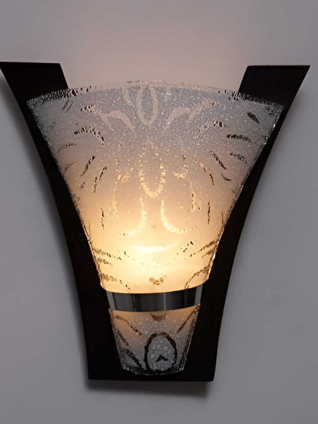 Whiteray Brown & Cream-Coloured Textured Glass Quirky Cylinder Shaped Wall Lamp