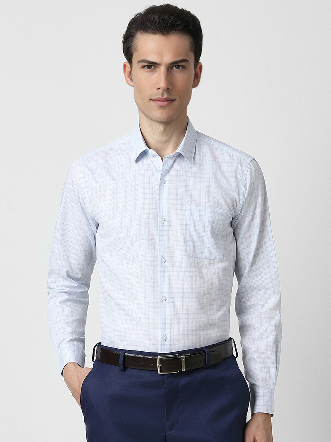 Peter England Tartan Checked Formal Shirt