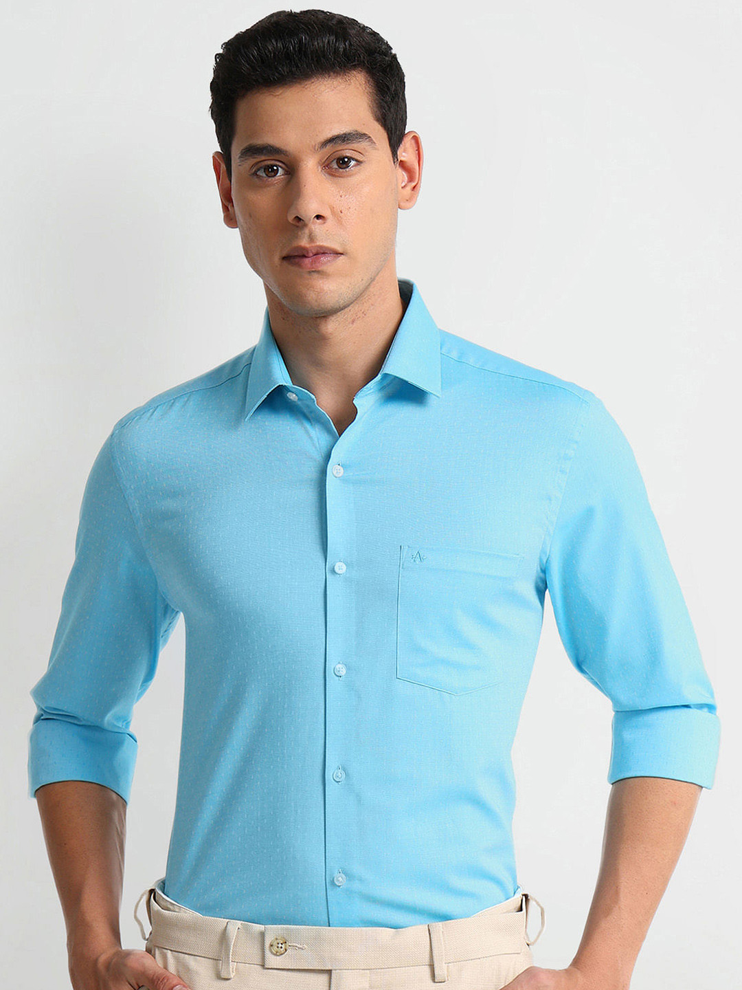 Arrow Slim Fit Dobby Patterned Formal Pure Cotton Shirt