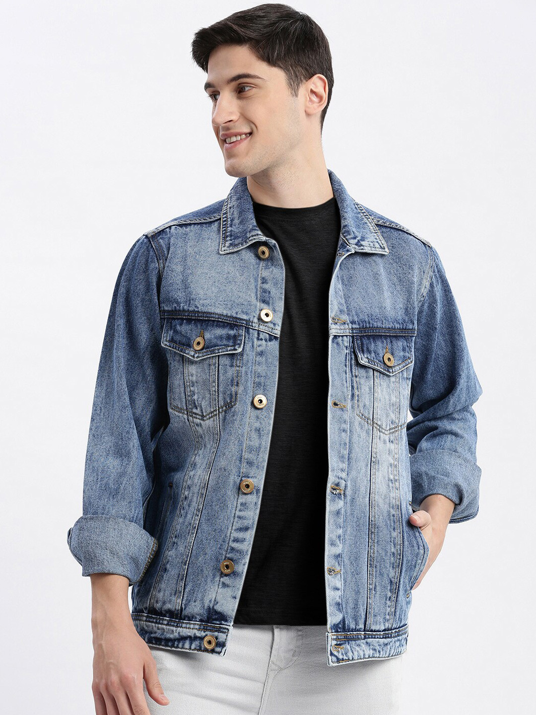 SHOWOFF Windcheater Rapid-Dry Washed Denim Jacket