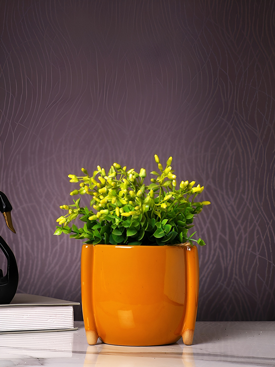 TAYHAA Mustard-Yellow Ceramic Planter