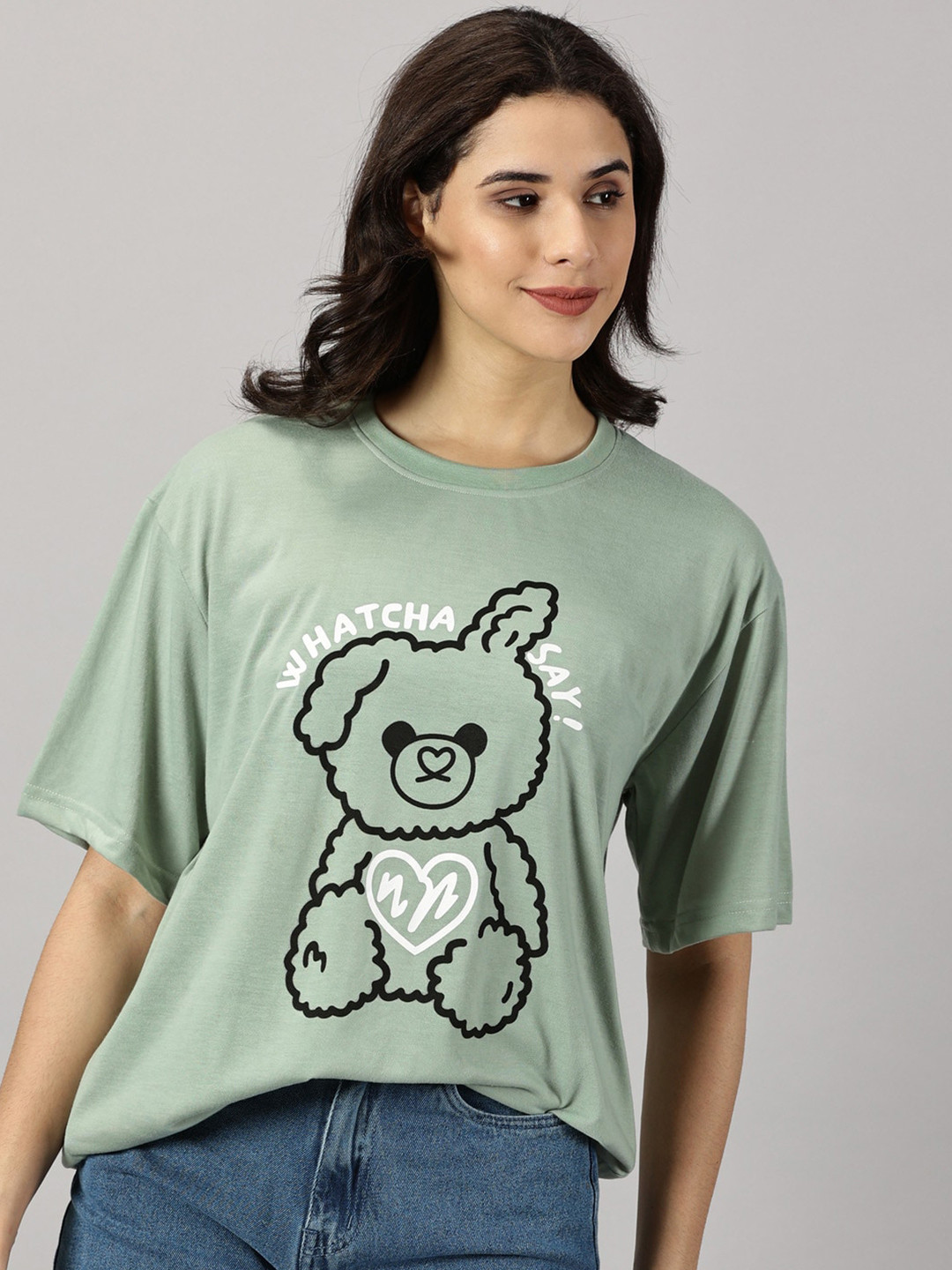 Rodzen Printed Drop-Shoulder Sleeves Cotton Oversized T-shirt