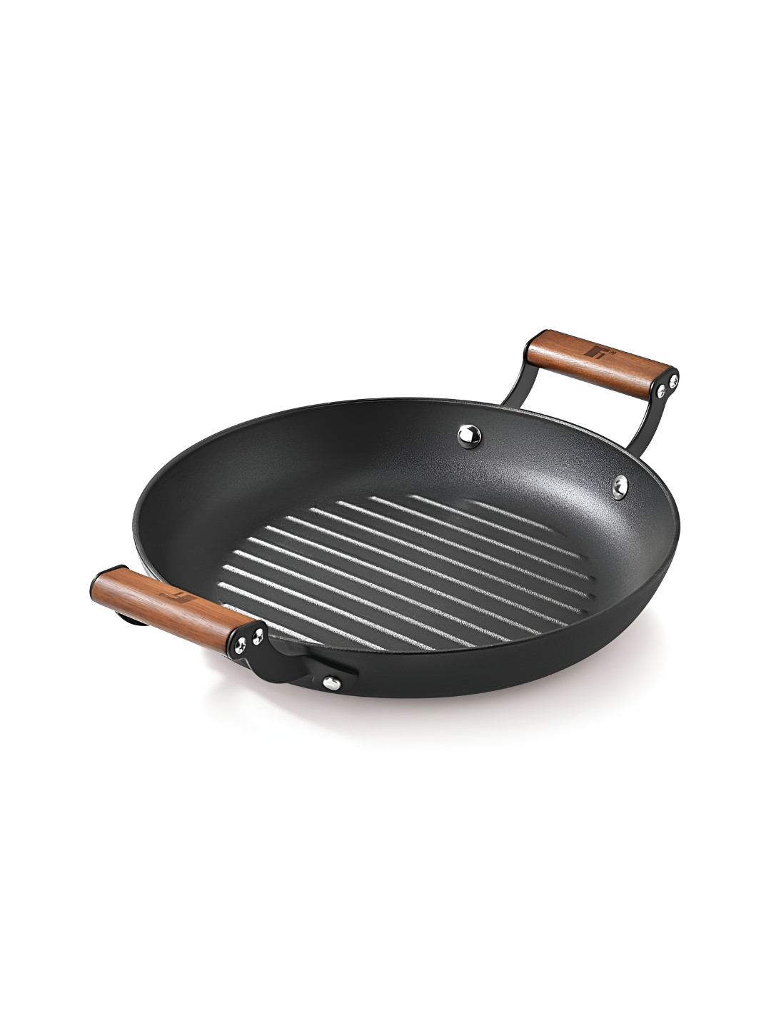 BERGNER Odin Induction Bottom Cast Iron Grill Plate with Wooden Coated Handle