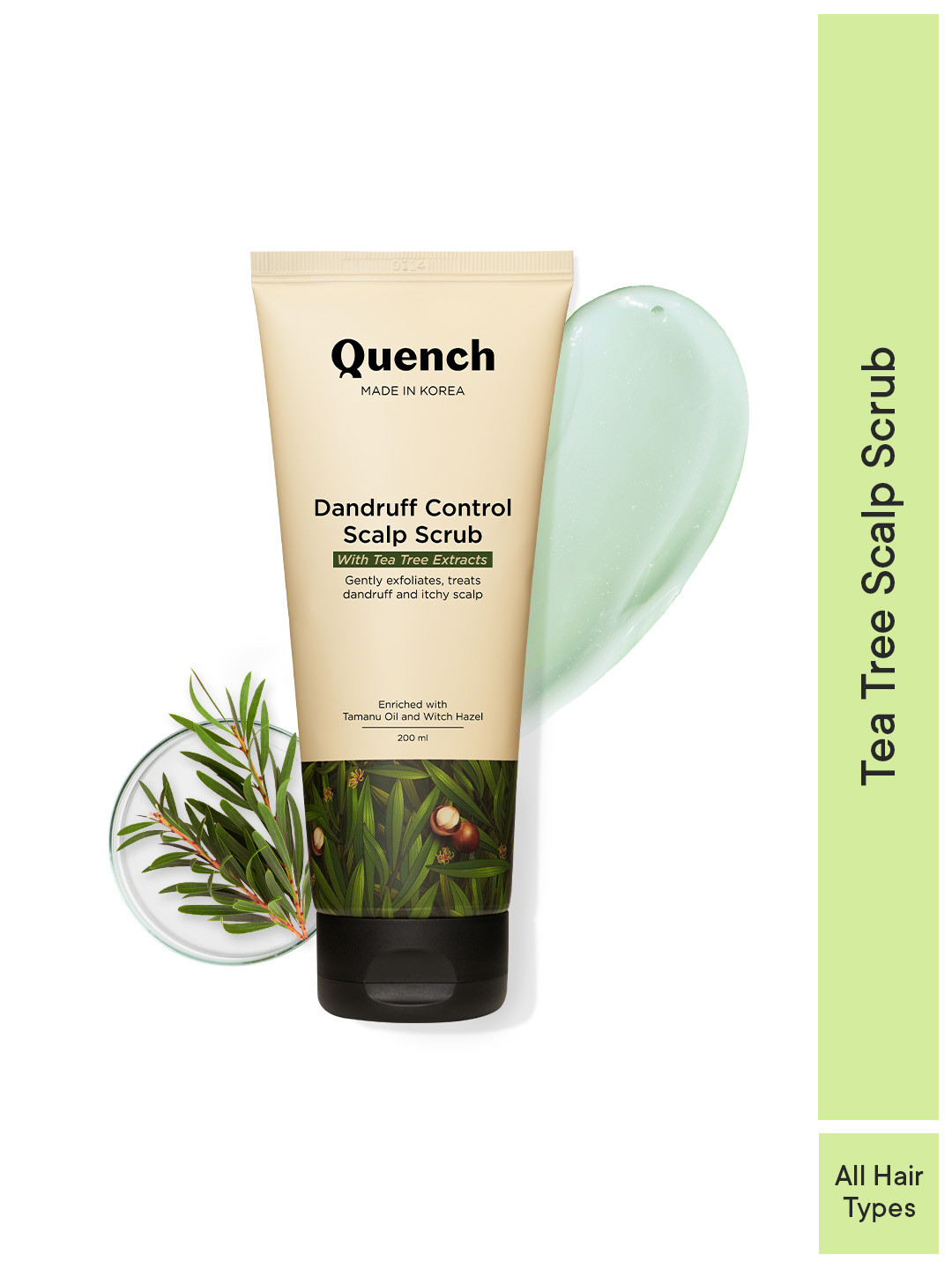Quench Dandruff Control Tea Tree Extracts Ceramides Reduces Oil Buildup Scalp Scrub- 200ml