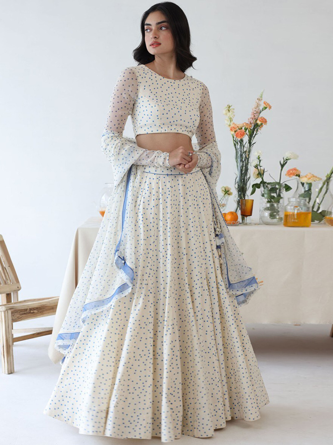Baise Gaba Polka Dots Printed Saree Blouse