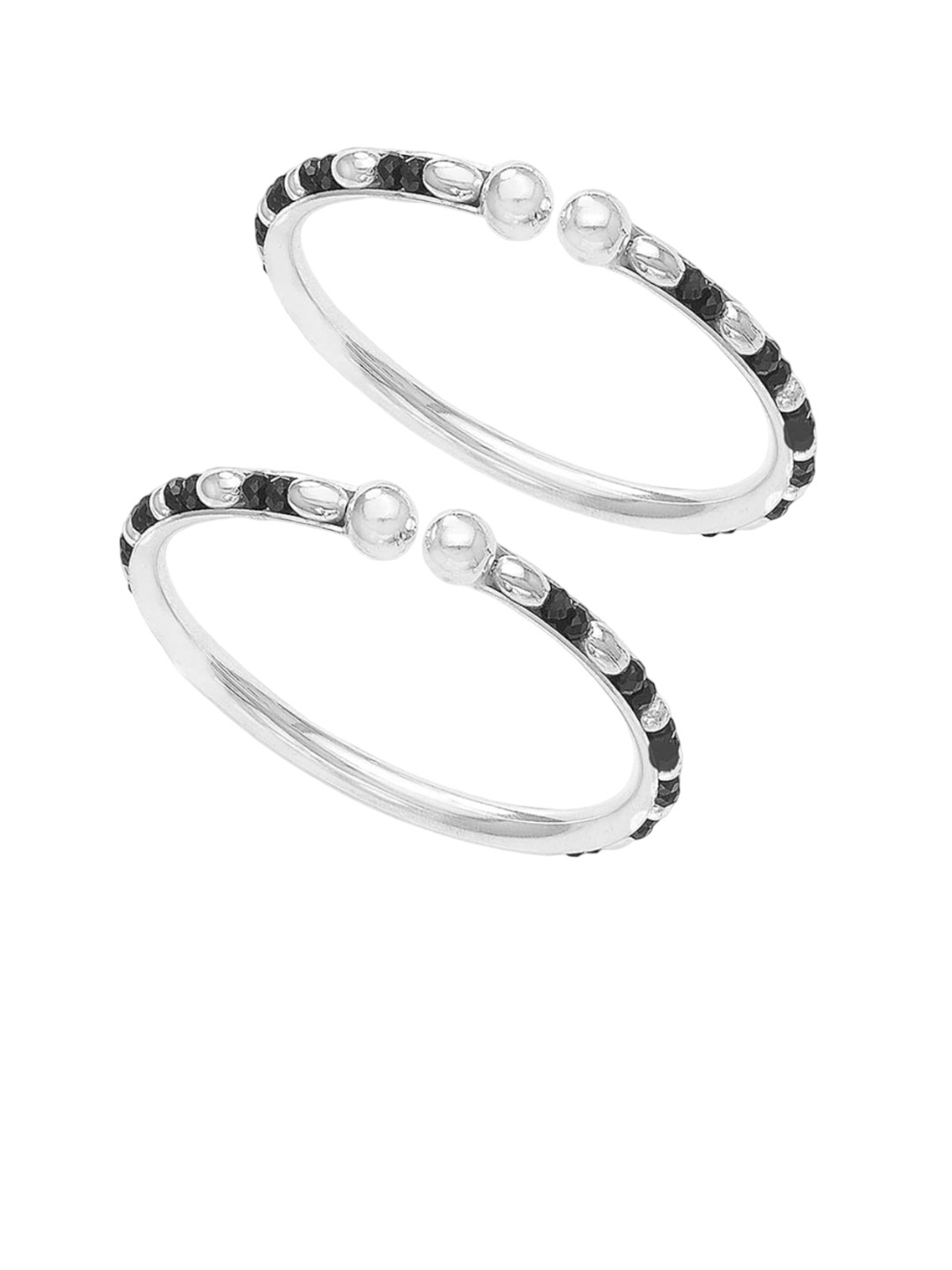 Taraash Infants Set Of 2 Beaded 925 Sterling Silver Bangles