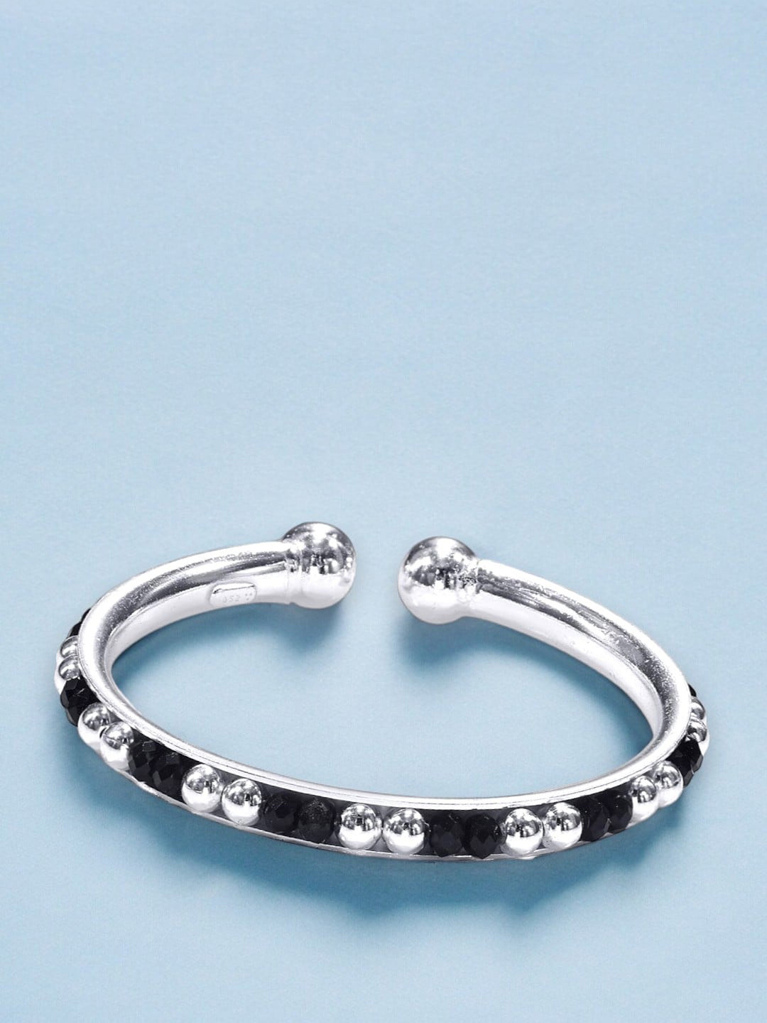 Taraash Infants Set Of 2 Beaded 925 Sterling Silver Bangles