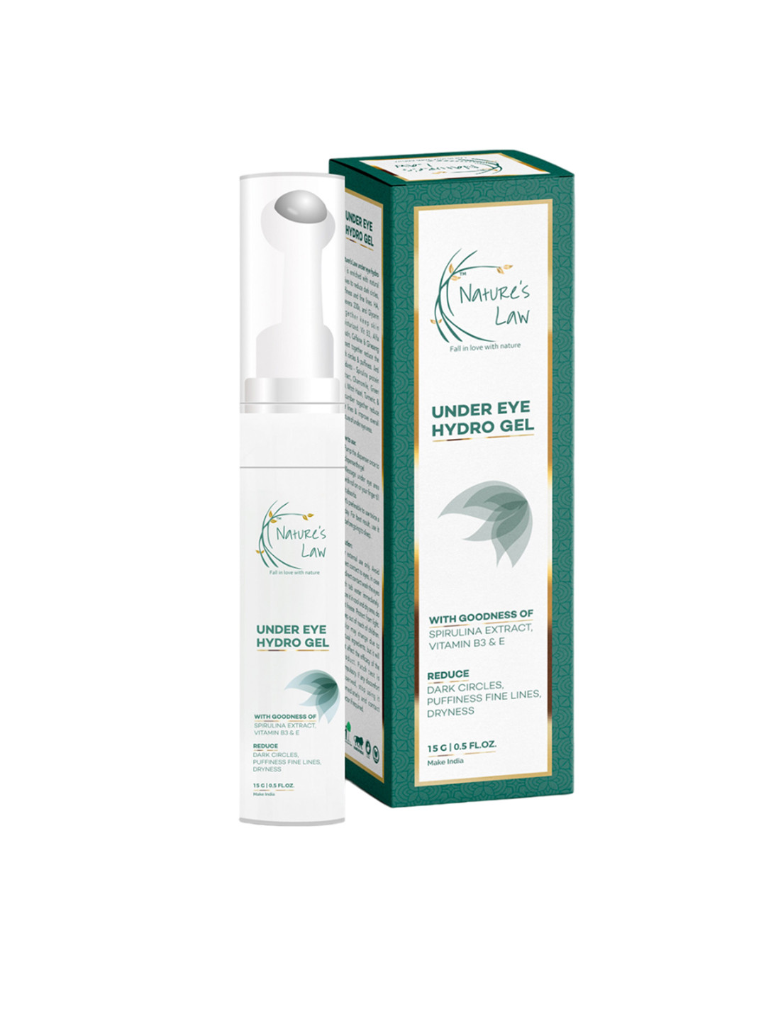 Nature's Law Under Eye Hydro Gel with Spirulina Extract Vitamin B3 & E - 15 gm
