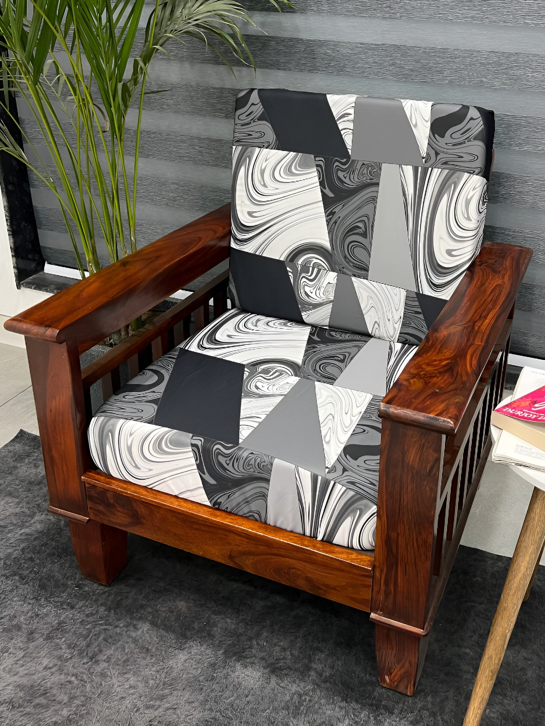 ohello Black 4 Pieces Self Design Sofa Cover