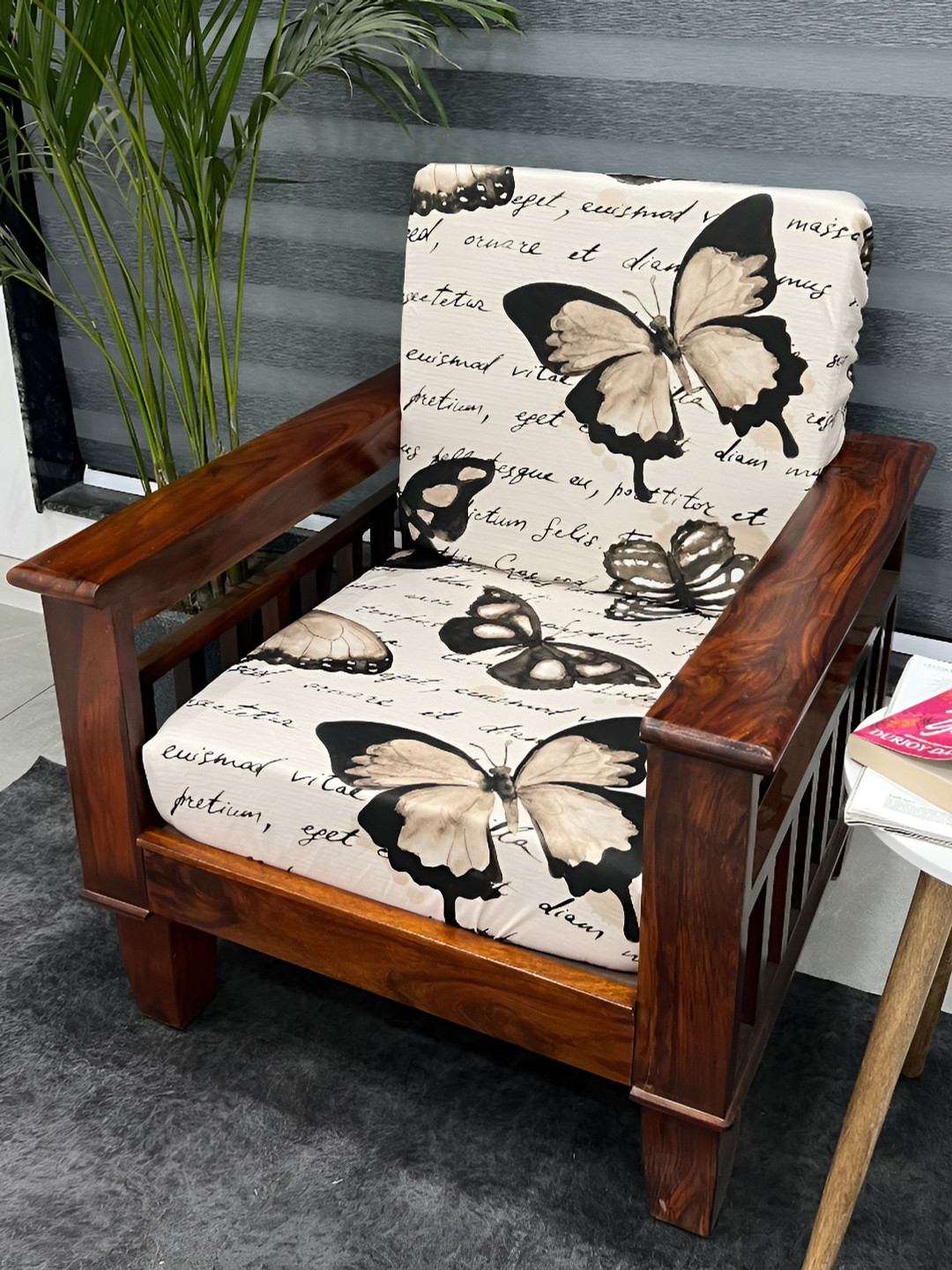ohello Beige 4 Pieces Self Design Sofa Cover