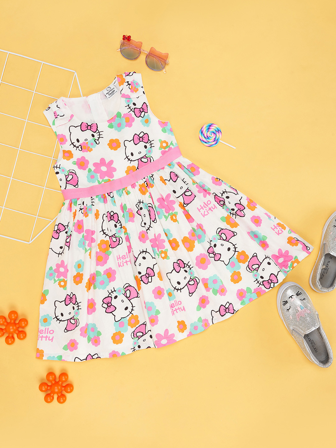 Pantaloons Junior Conversational Print Cotton Fit & Flare Dress