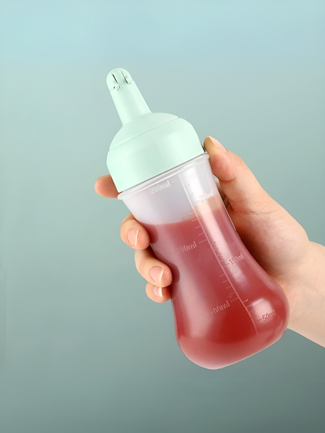 UniKart 4-Pcs Transparent & Green Reusable Squeeze Ketchup Bottle