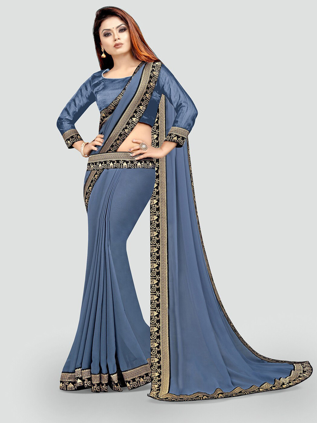 HNC Retail Woven Design Border Saree