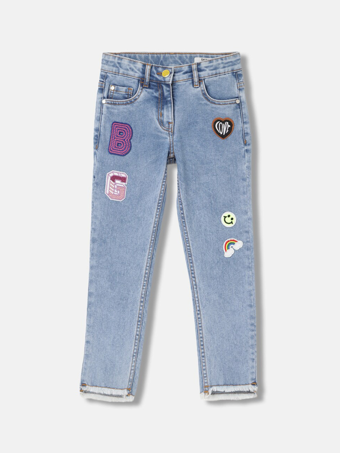 Blue Giraffe Girls Mid Rise Skinny Fit Embroidered Stretchable Jeans