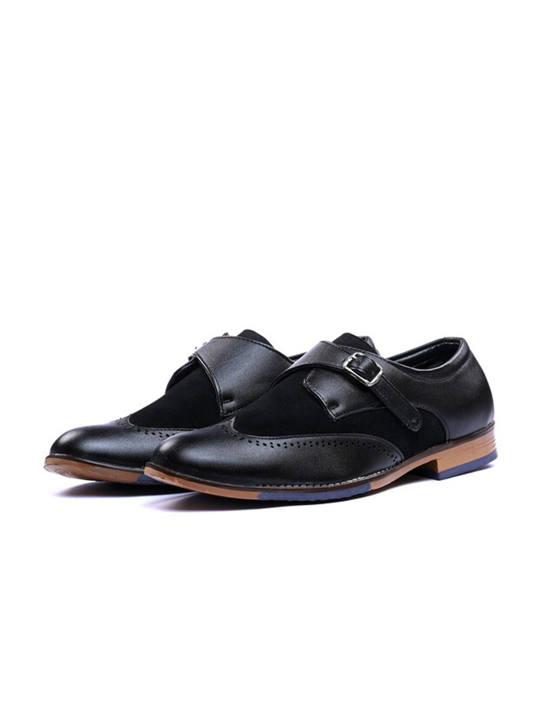 ITALIAN ELEGANZA Men Round Toe Loafers With Buckles Detail