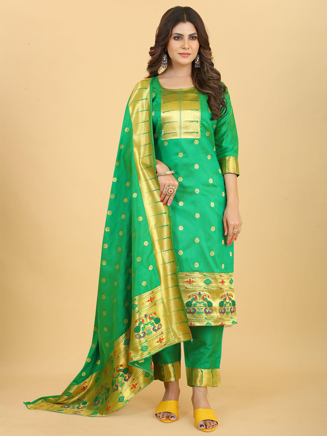 Royal Rajgharana Saree Woven Design Zari Saree Pure Silk Unstitched Dress Material