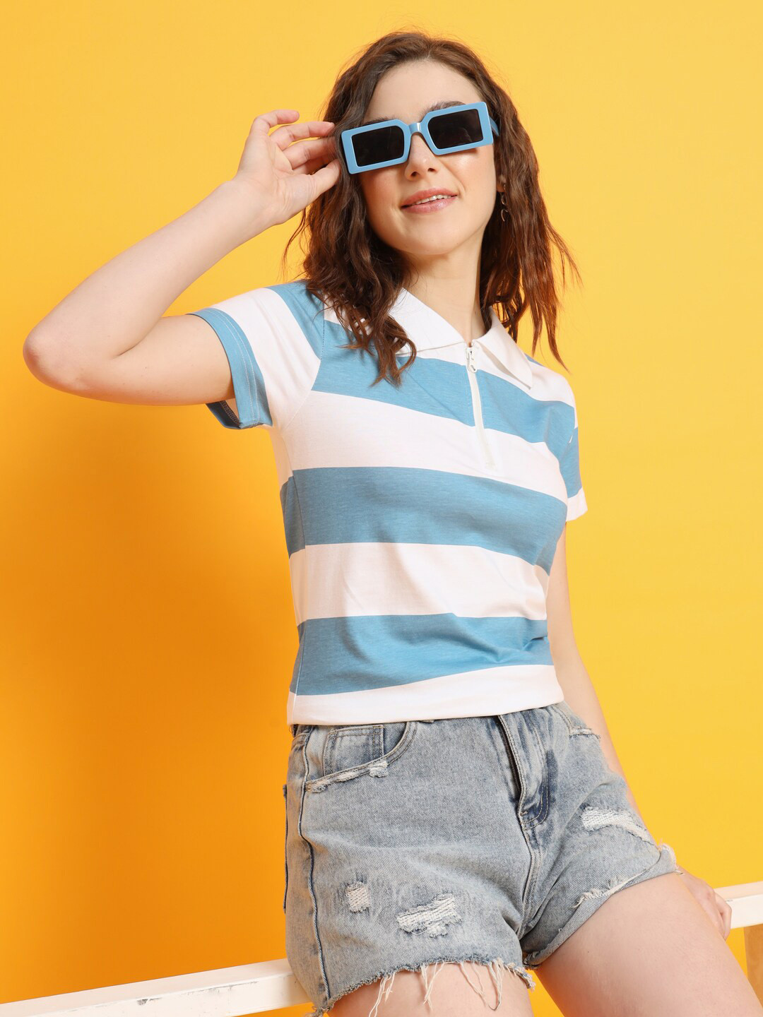 The Dry State Striped Polo Collar Cotton T-shirt