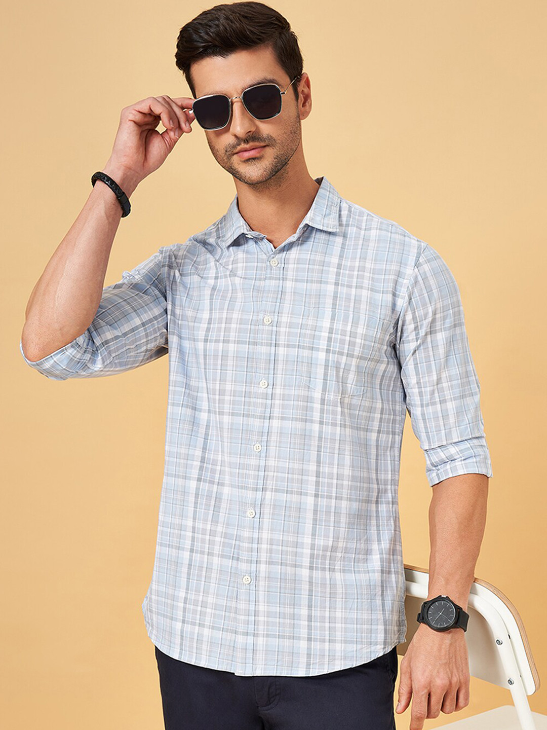 BYFORD by Pantaloons Slim Fit Tartan Checked Cotton Casual Shirt