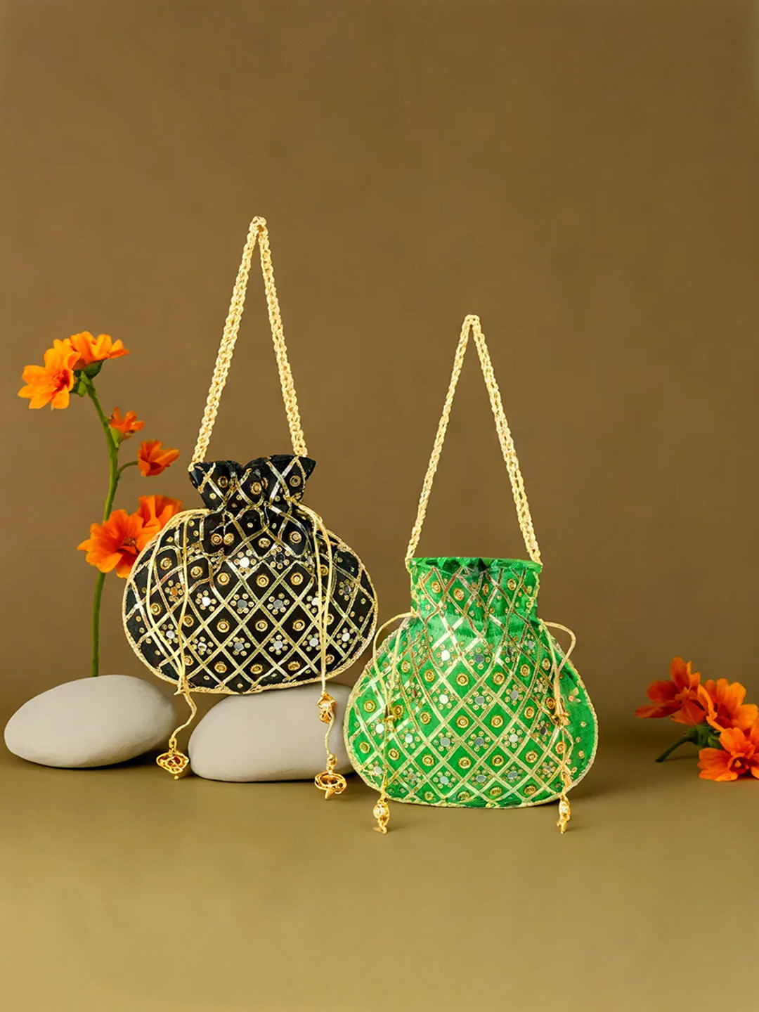 Kuber Industries Set Of 2 Embellished Potlis