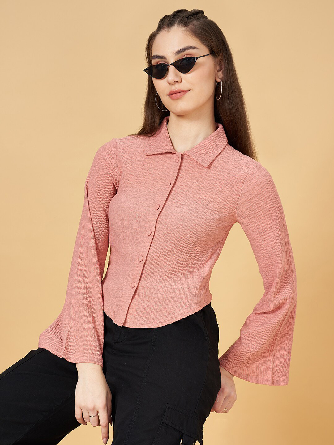 SF JEANS by Pantaloons Slim Fit Self Design Casual Shirt