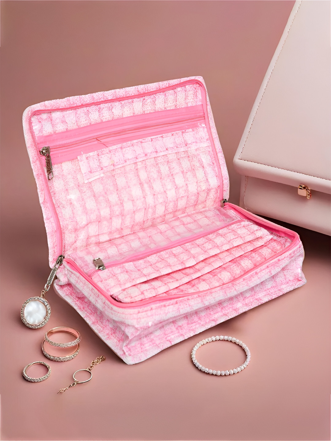 Kuber Industries Pink Regular Pouch Jewellery Kit Storage Bag Organiser