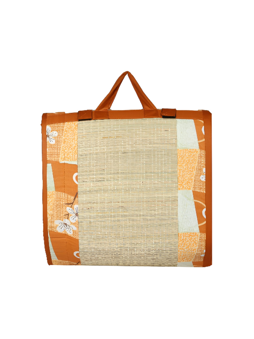 KALA DARSHAN CRAFTS BAZAR Brown and Beige Floral Foldable Cotton Carpet