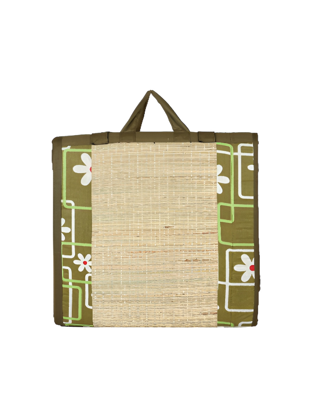 KALA DARSHAN CRAFTS BAZAR Green and Beige Floral Handmade Cotton Carpet