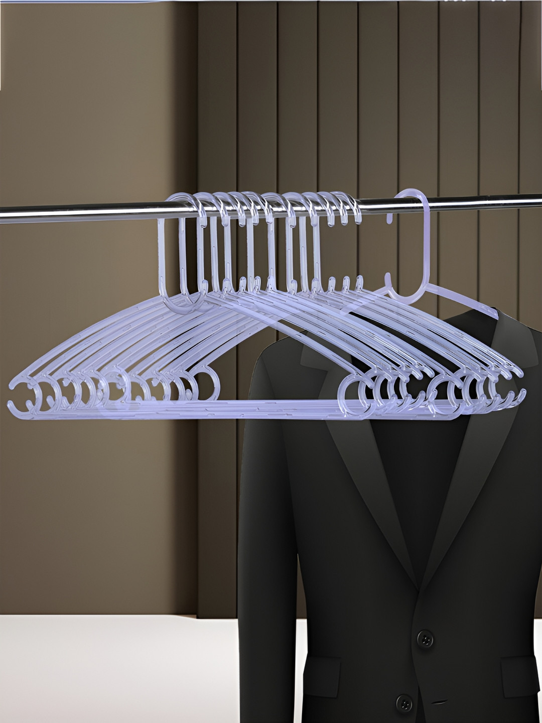 Kuber Industries Transparent 12 Pcs C Cut Crystal Hangers