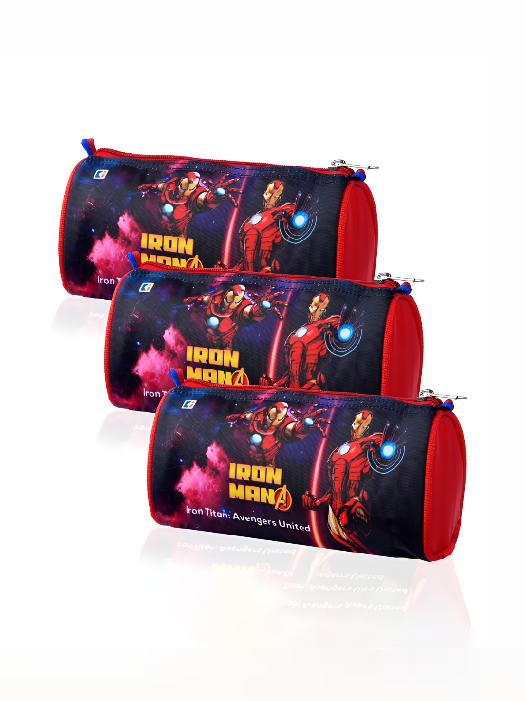 Kuber Industries Kids Pack Of 3 Marvel Iron-Man Printed Pencil Pouches