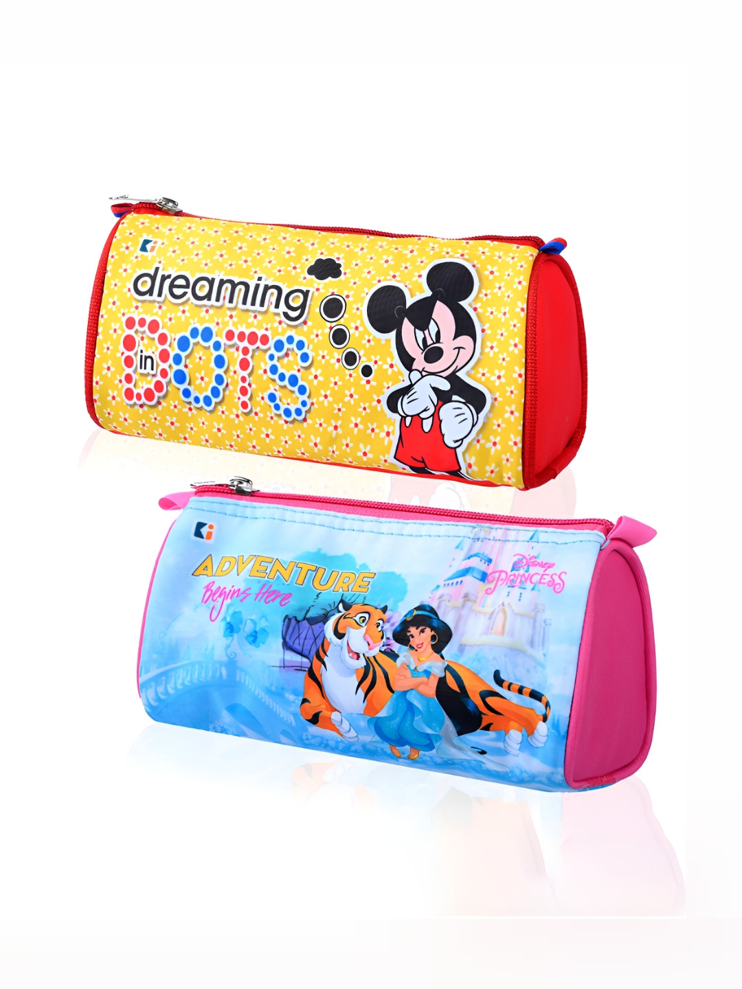 Kuber Industries Kids Pack Of 2 Blue & Yellow Printed Pencil Pouches