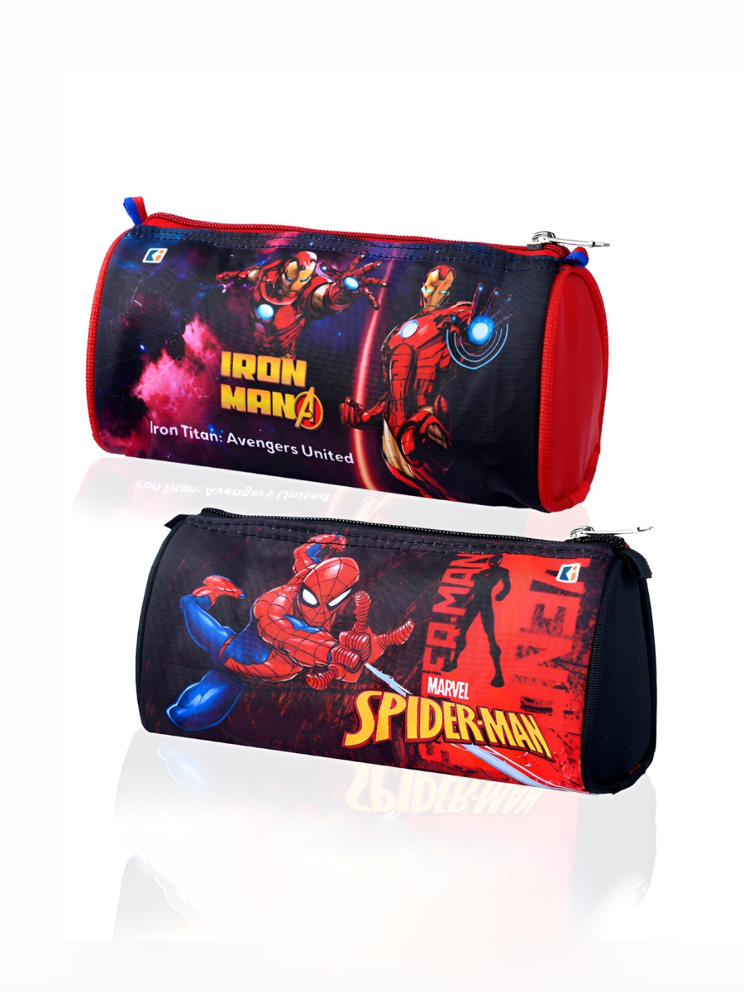 Kuber Industries Kids Pack Of 2 Red & Black Printed Pencil Pouches