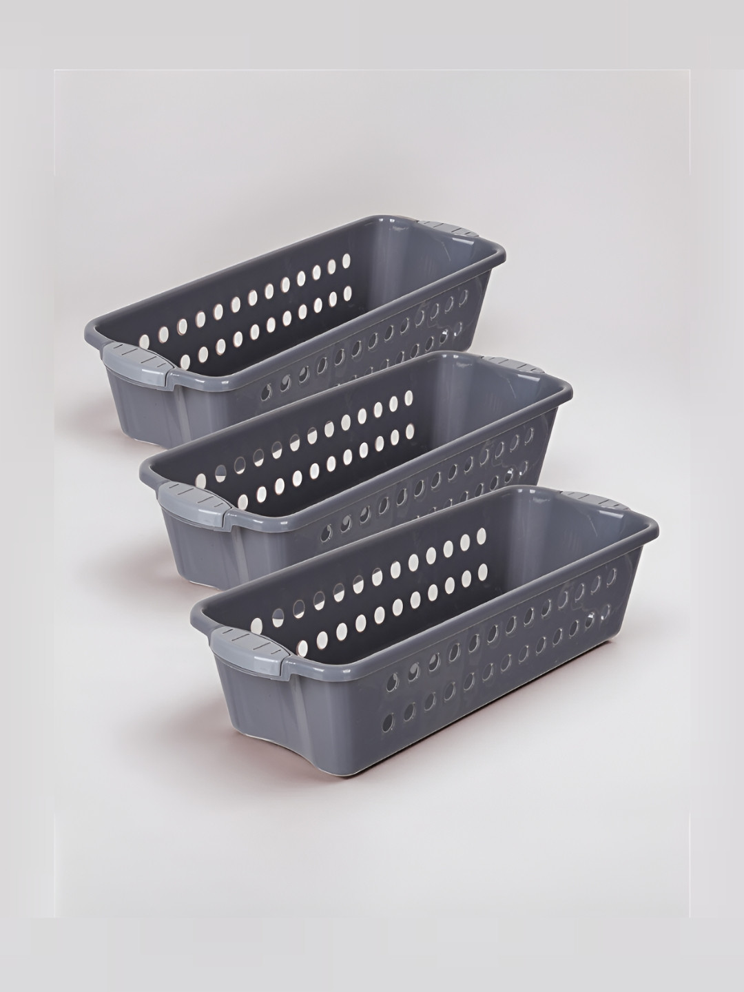 Kuber Industries Grey 3 Pieces Regular Drawer Storage Basket Organisers