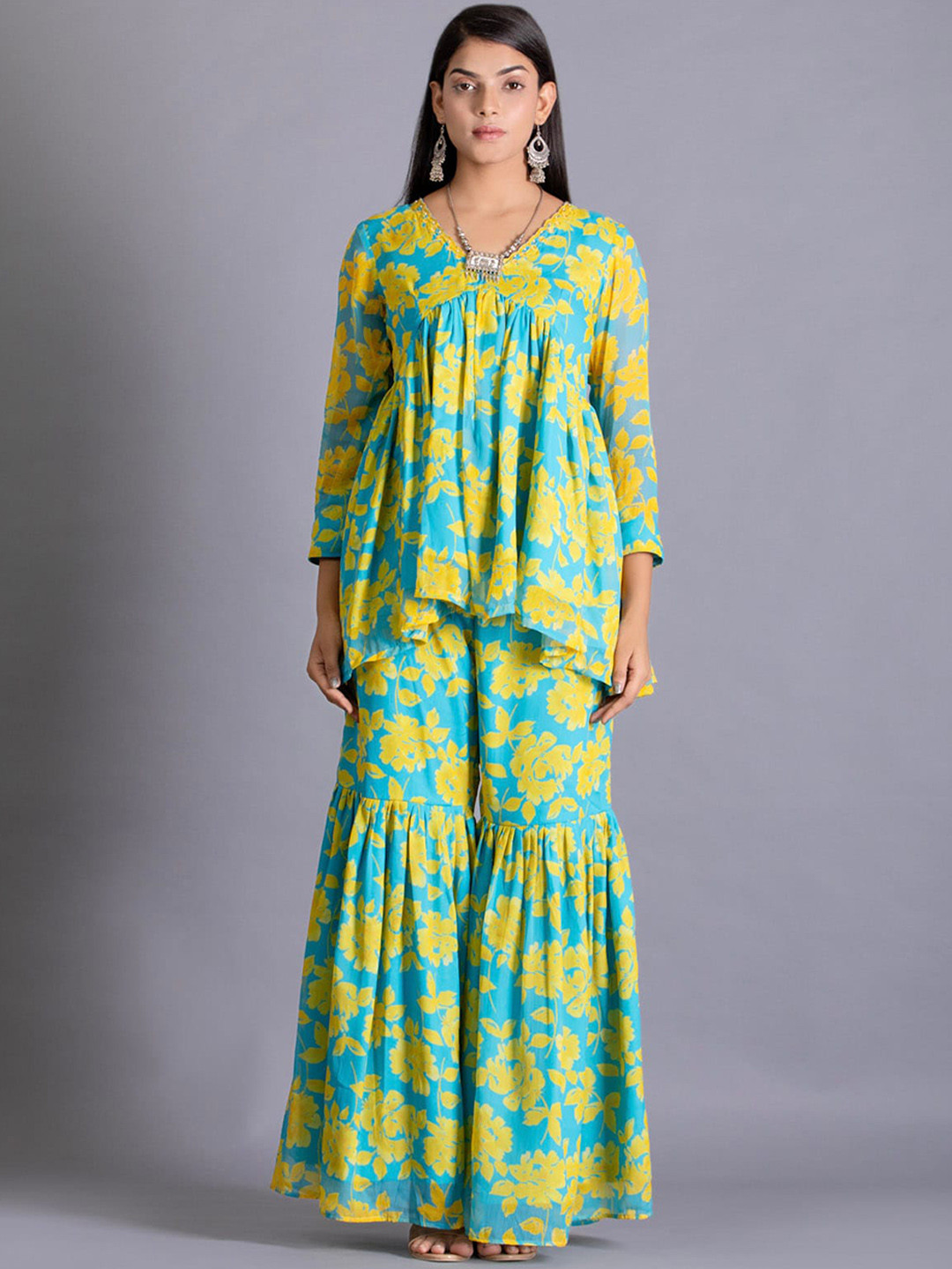 Bee Boe Floral Printed Kurta with Sharara