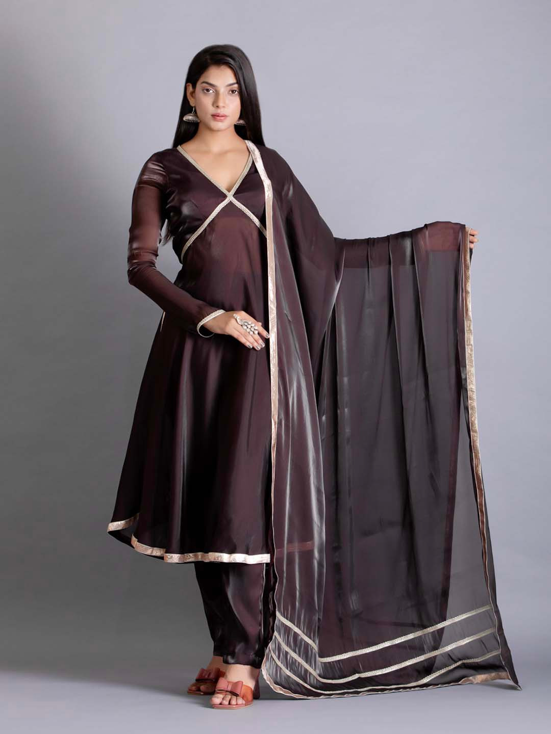 Bee Boe Angrakha Gotta Patti Kurta With Trousers & Dupatta