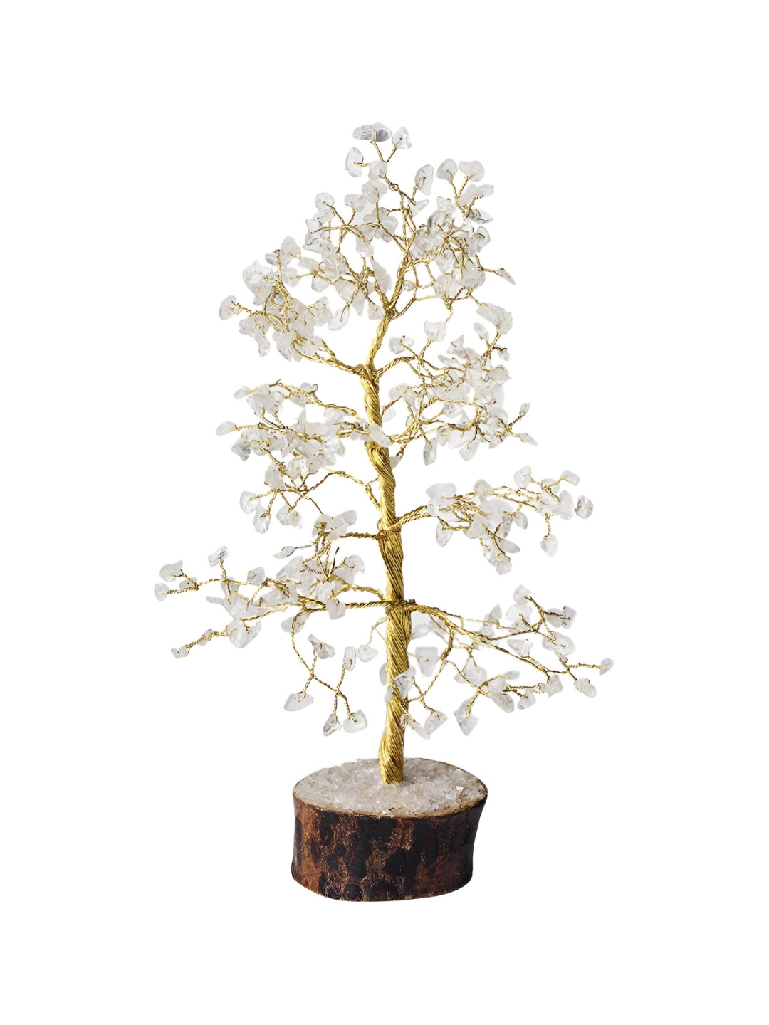 Shubhanjali Wire Tree White Stone Natural Living Room Medium Showpiece - 10 Inches