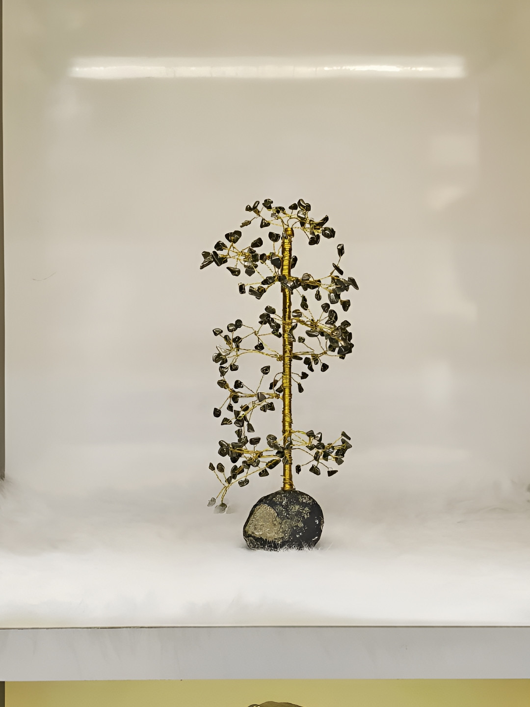 Shubhanjali Pyrite Tree Gold Stone Glossy Living Room Medium Showpiece - 10.2 Inches