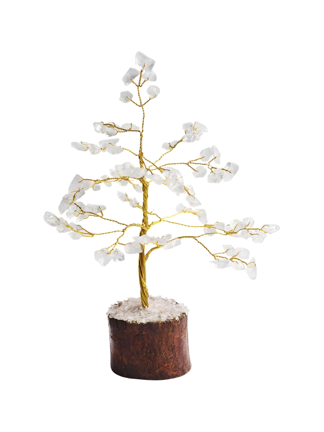Shubhanjali Quartz Tree White Stone Matte Living Room Medium Showpiece - 8 Inches